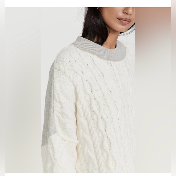 FREE PEOPLE Olympia Tunic Sweater | Ivory Combo MSRP $168 Size Large Oversized - Picture 6 of 10